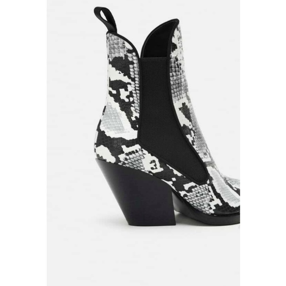 ZARA COWBOY ANKLE Boots Pointed Snakeskin Booties NEW - Picture 3 of 6